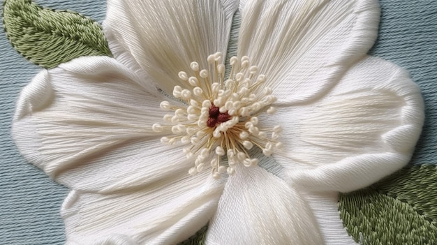 haftowany panel z motywem kwiatowym